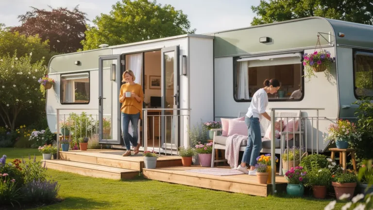 How combining two caravans created a cosy and functional family home