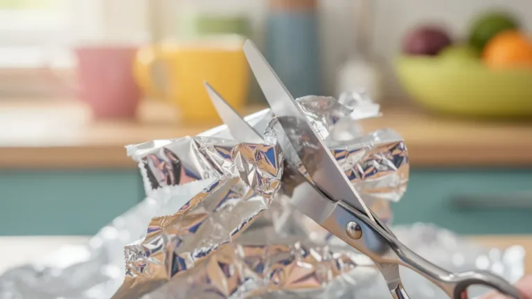 Sharpen dull scissors with foil — an easy household hack